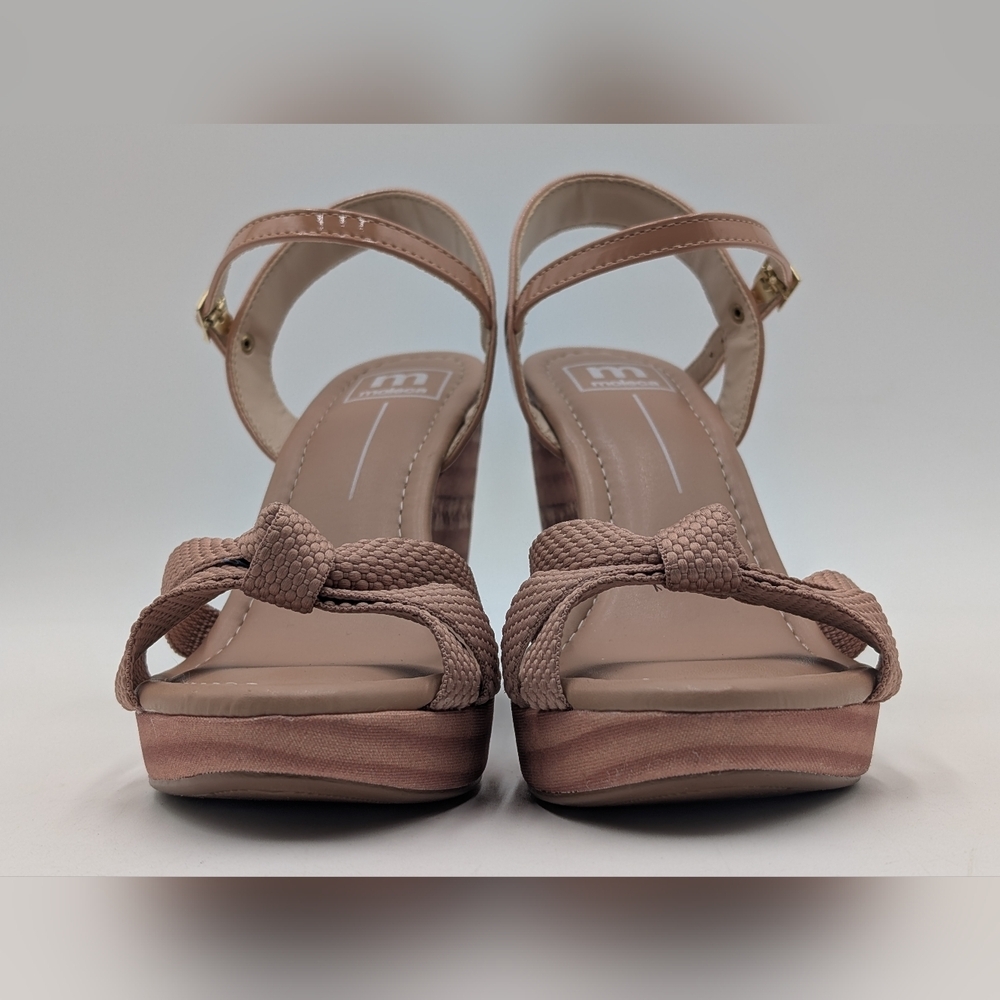 NEW Moleca Wedge Platform Sandals Women Size US 8 /EU 39 Nude/Pink Gold Buckles - Picture 12 of 17